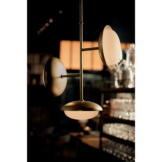 Bond Pendant 3 Light by Regina Andrew in brass and natural brass. Made from steel in a unique style.