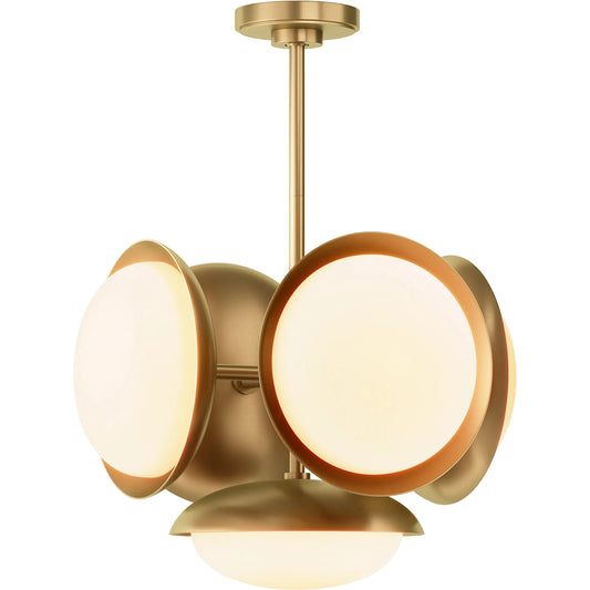 Bond Pendant 5 Light by Regina Andrew in brass and natural brass. Made from steel in a unique style.
