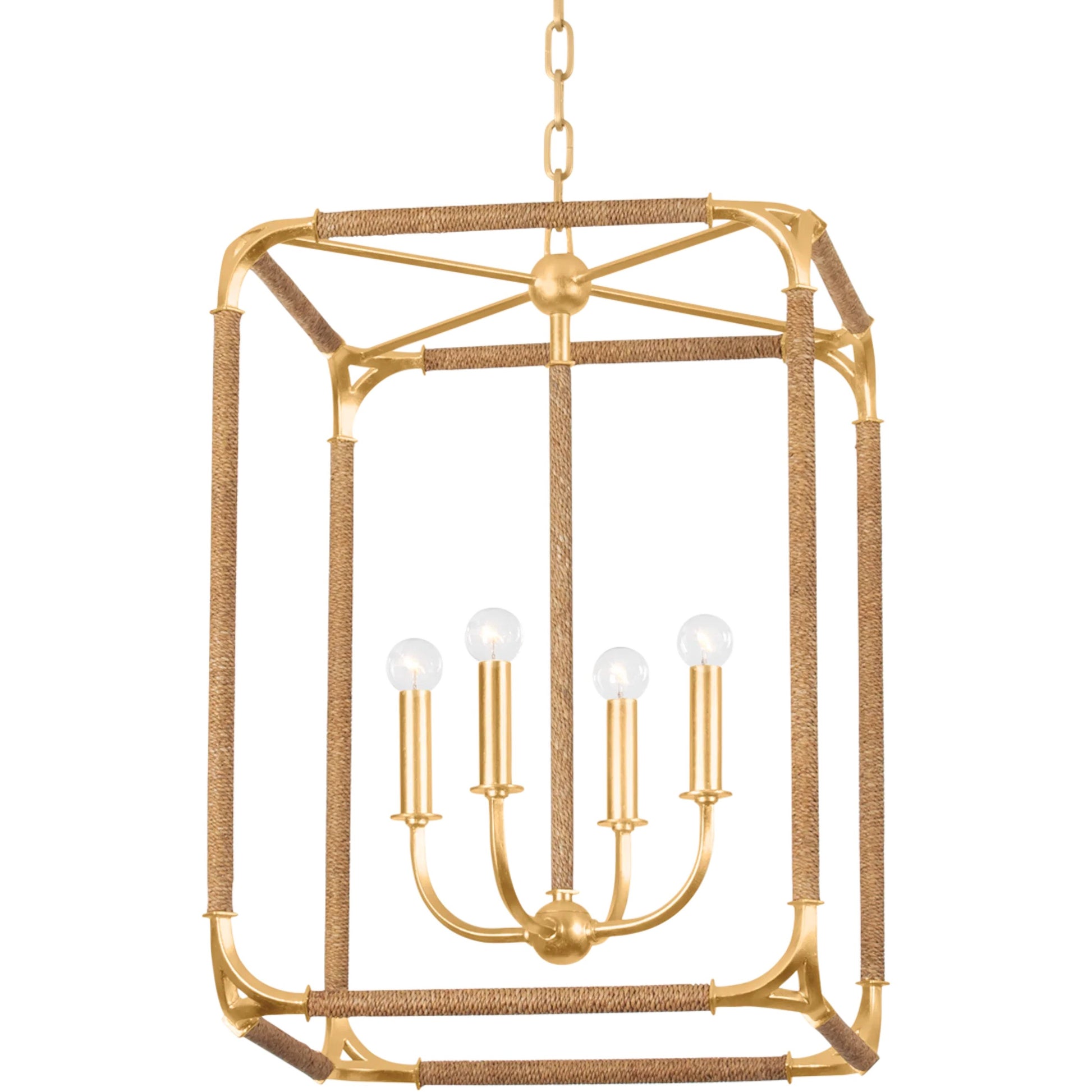 Laurenceston Lantern by Hudson Valley in gold leaf. Made from iron in a transitional style.