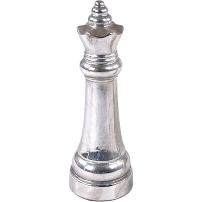 Queen Chess Accent Decor by Zentique in metallic silver. Made from terracotta in a modern style.