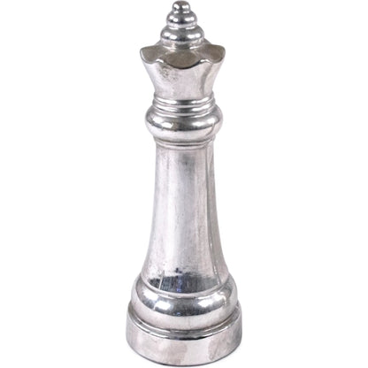 Queen Chess Accent Decor by Zentique in metallic silver. Made from terracotta in a modern style.