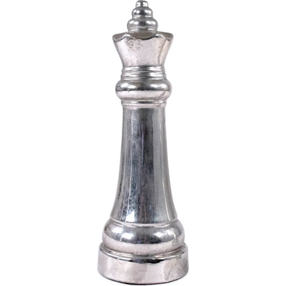 Queen Chess Accent Decor by Zentique in metallic silver. Made from terracotta in a modern style.