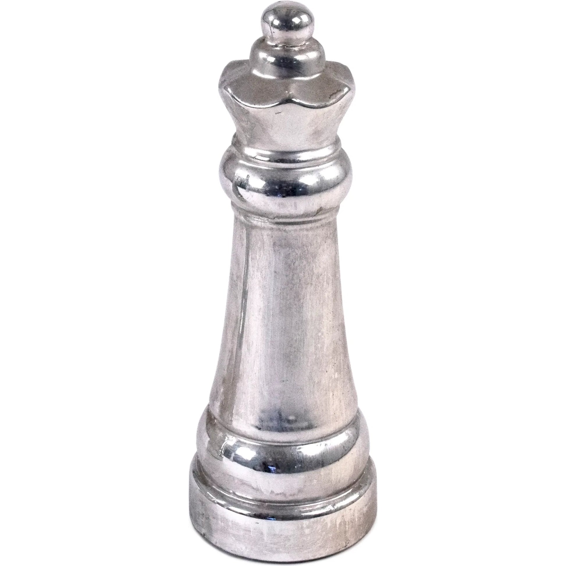 Queen Chess Accent Decor by Zentique in metallic silver. Made from terracotta in a modern style.