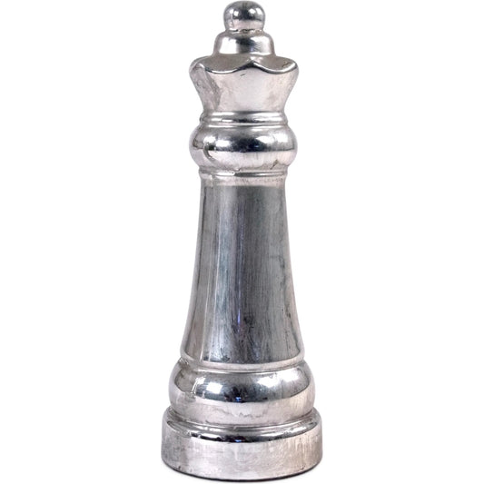 Queen Chess Accent Decor by Zentique in metallic silver. Made from terracotta in a unique style.