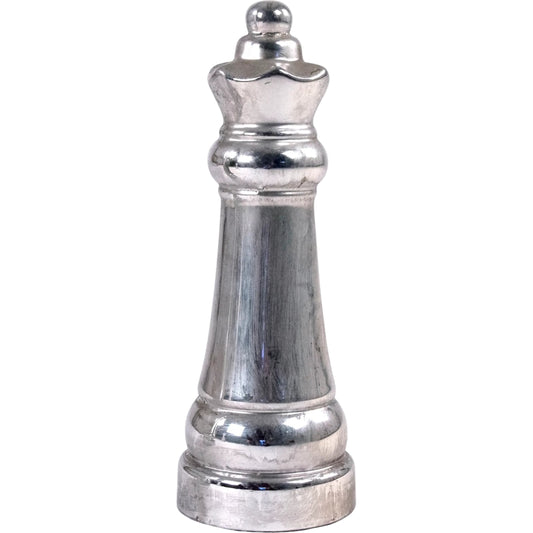 Queen Chess Accent Decor by Zentique in metallic silver. Made from terracotta in a modern style.