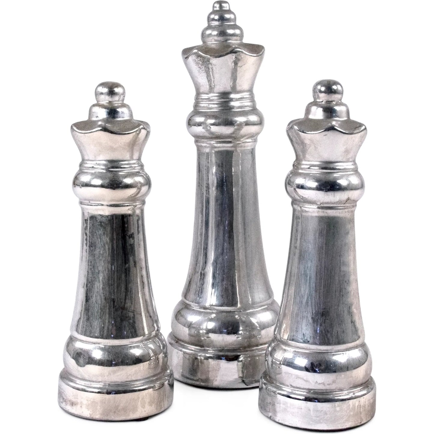 004 SI-2448728 | Additional Silo | Queen Chess Accent Decor by Zentique in metallic silver. Made from terracotta in a modern style.