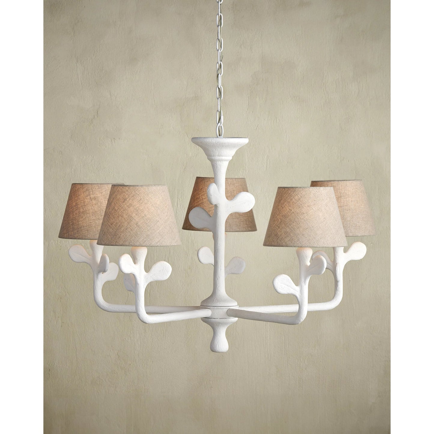 013 SI-2133880 | Lifestyle | Charny Chandelier by Currey and Company in gesso white. Made from composite, metal in a modern style.