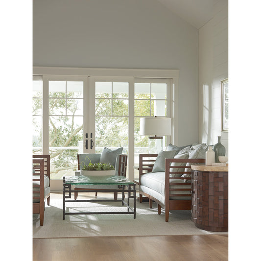St. Lucia Sofa by Tommy Bahama Home in green. Made from unique in a coastal style.
