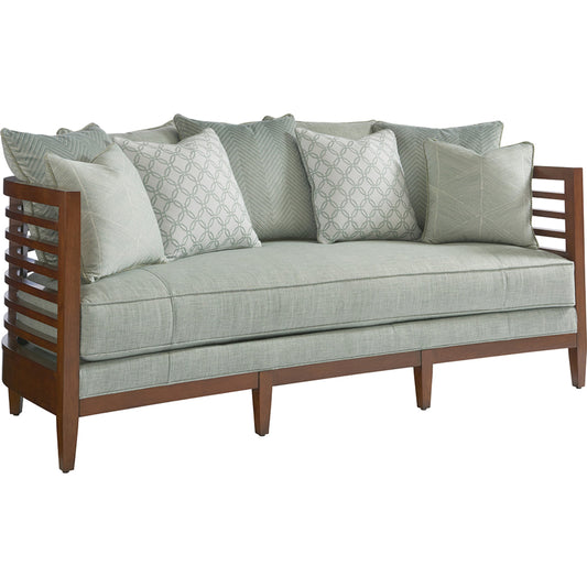 St. Lucia Sofa by Tommy Bahama Home in green. Made from unique in a coastal style.