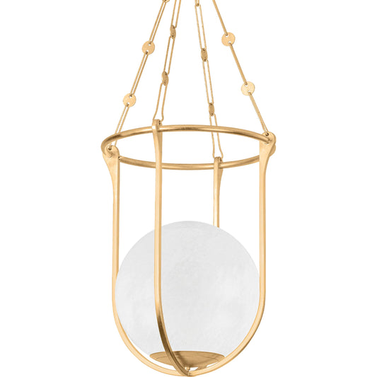 Verbank Lantern by Hudson Valley in vintage gold leaf. Made from iron, steel in a unique style.