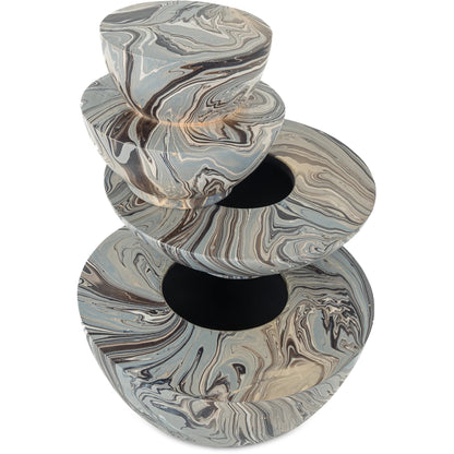 Stacking Box Set by Currey and Company in marbleized gray. Made from wood in a unique style.