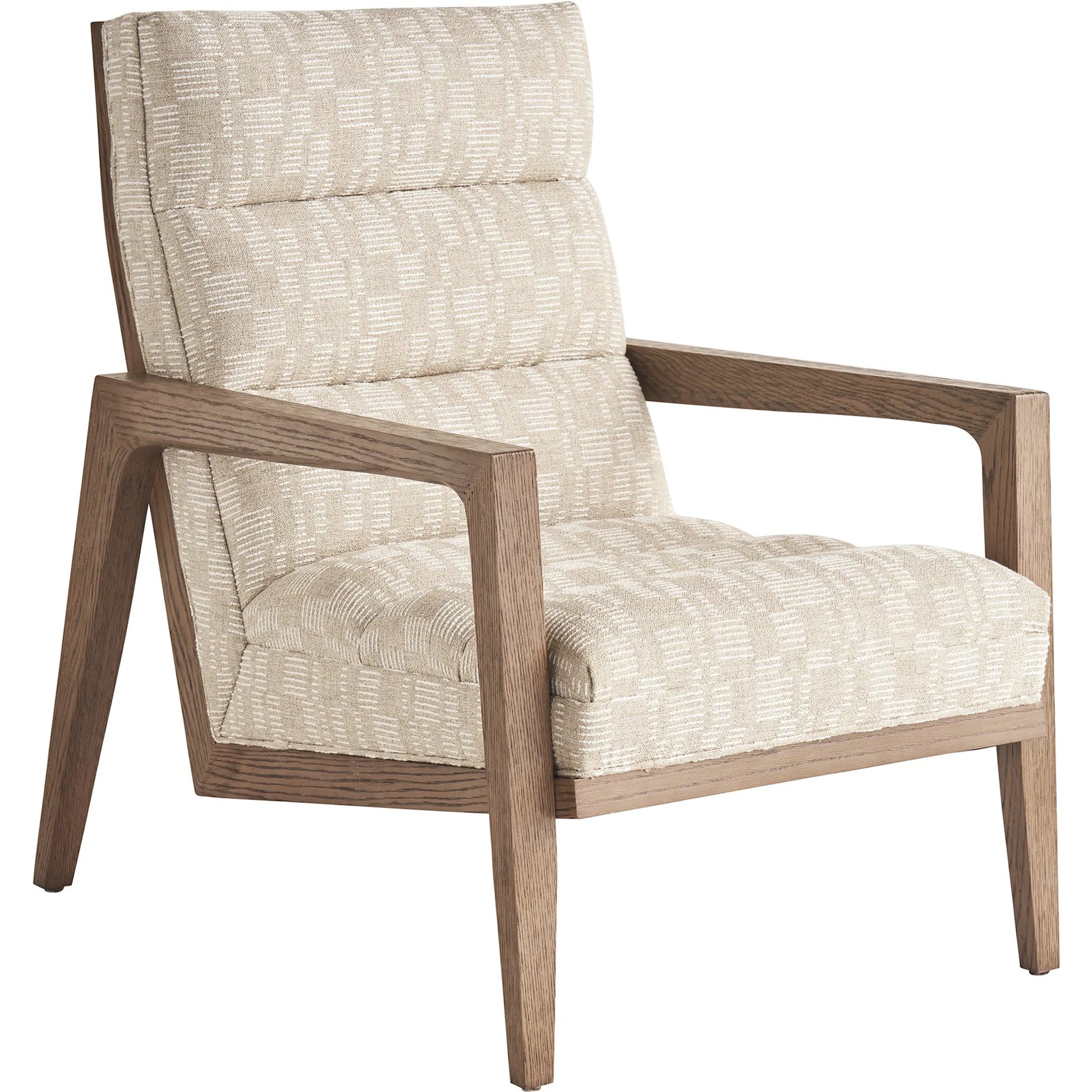 Hayley Chair by Tommy Bahama Home in cream and brown. Made from white oak, fabric in a unique style.