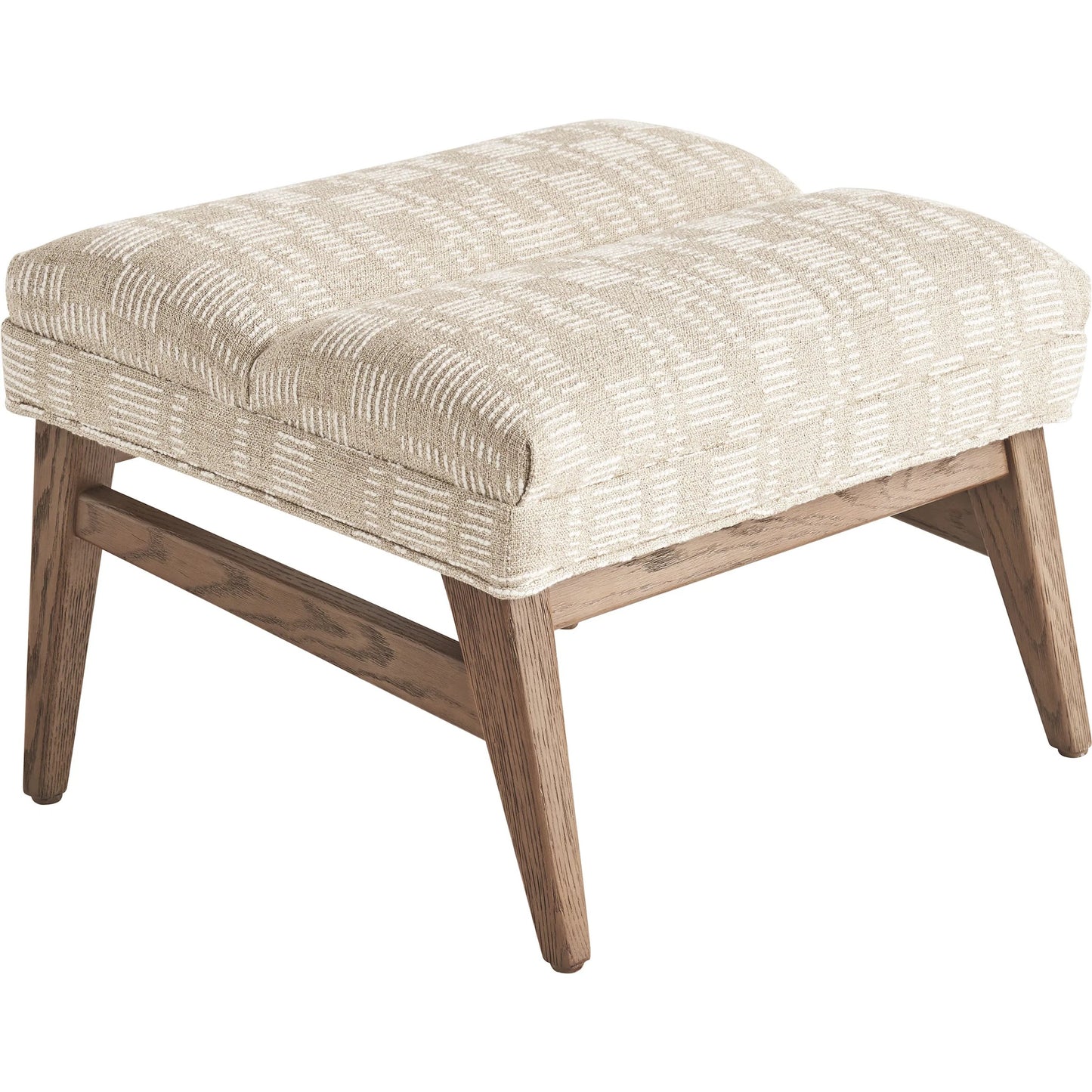 000 SI-2540606 | Primary Silo | Hayley Ottoman by Tommy Bahama Home in cream and brown. Made from white oak, fabric in a unique style.