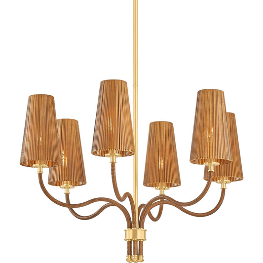 Atwood Chandelier by Hudson Valley in aged brass. Made from unique in a rustic style.
