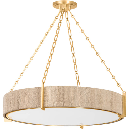 Quebec Chandelier by Hudson Valley in gold leaf. Made from iron in a unique style.