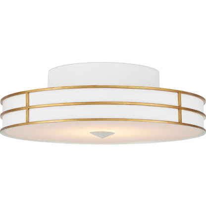 Fielding Flush Mount by Currey and Company in satin black, contemporary gold, sugar white. Made from wrought iron, acrylic diffuser in a modern style.