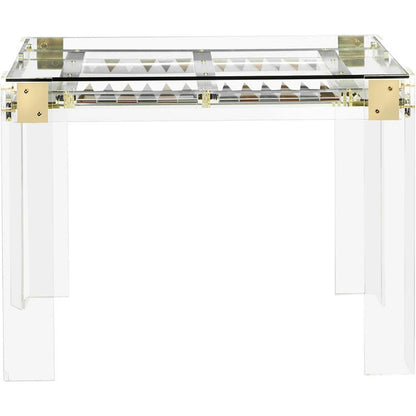 Pierre Backgammon Table by Interlude Home in clear, shiny brass, shiny silver. Made from acrylic, metal, glass in a modern style.
