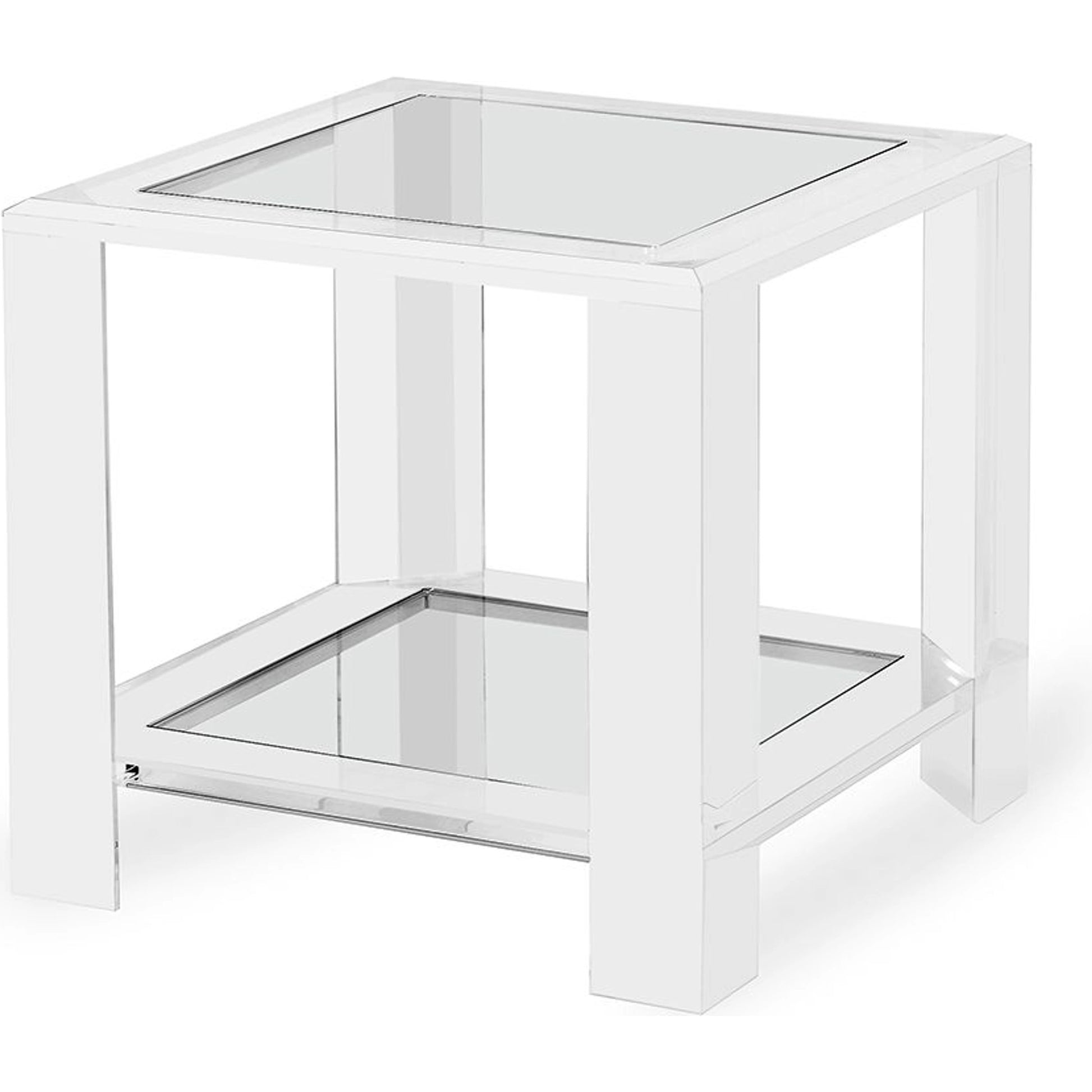 Surrey Side Table by Interlude Home in clear, clear glass. Made from acrylic, glass in a modern style.