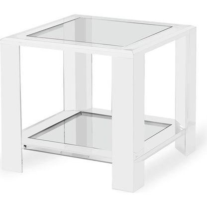 Surrey Side Table by Interlude Home in clear, clear glass. Made from acrylic, glass in a modern style.