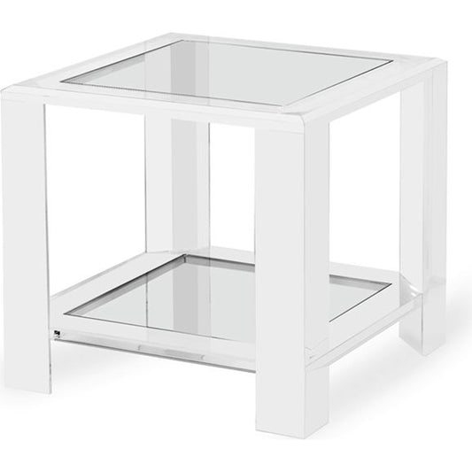 Surrey Side Table by Interlude Home in clear, clear glass. Made from acrylic, glass in a modern style.