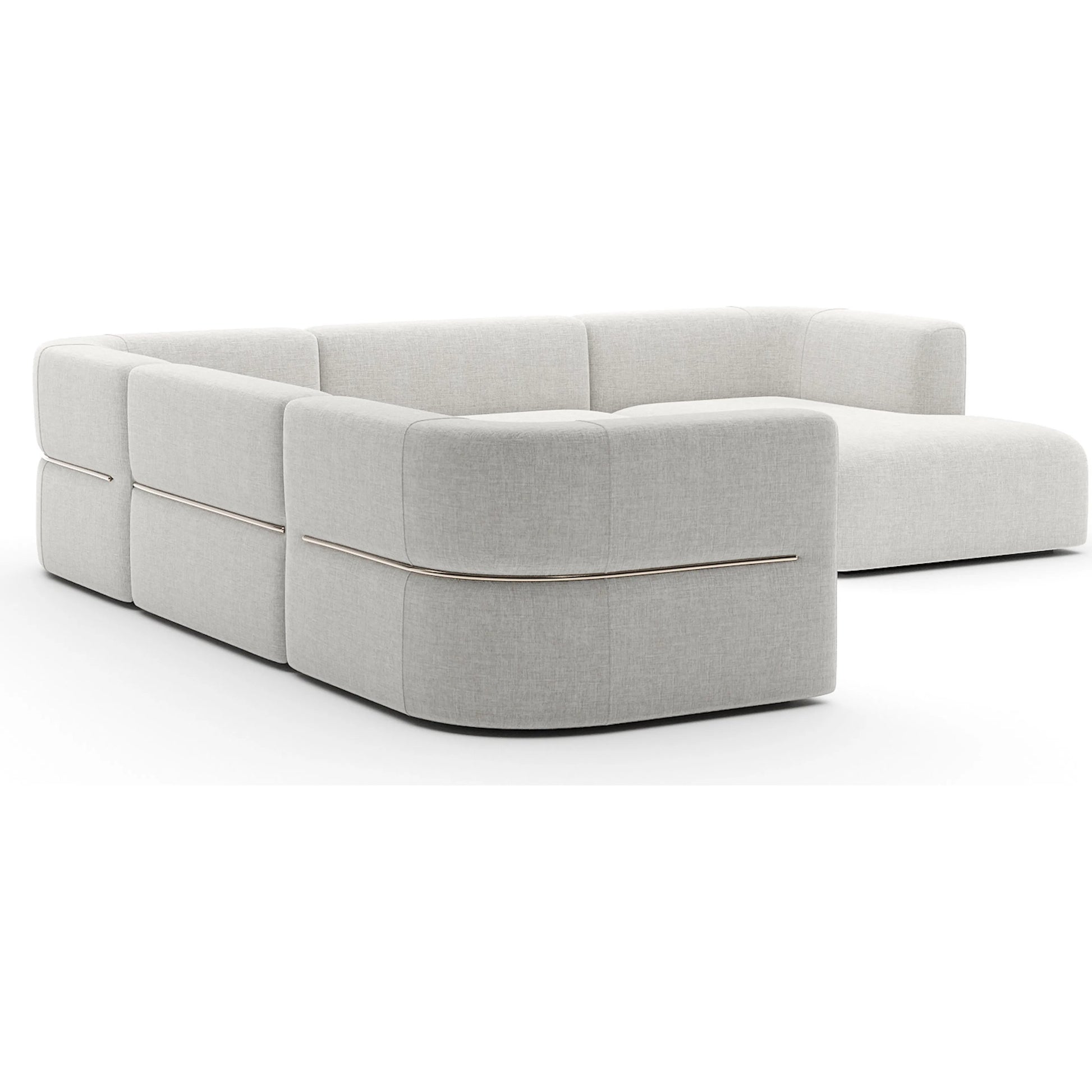 Rhythm Chaise L Sectional by Caracole in ivory and neutral metallic. Made from metal in a transitional style.