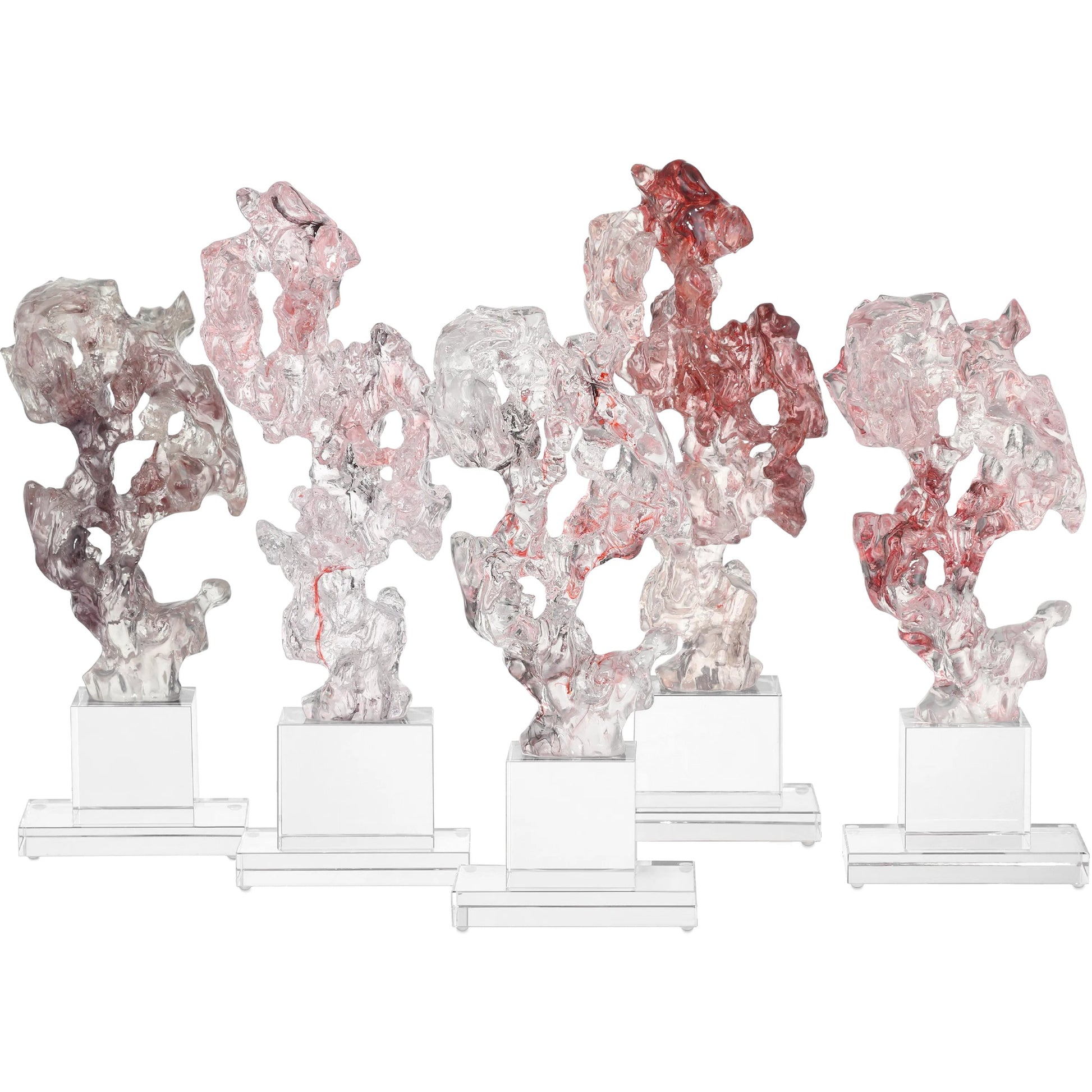 Faux Rock Crystal Sculpture by Currey and Company in purple pink, clear. Made from composite, optic crystal in a modern style.