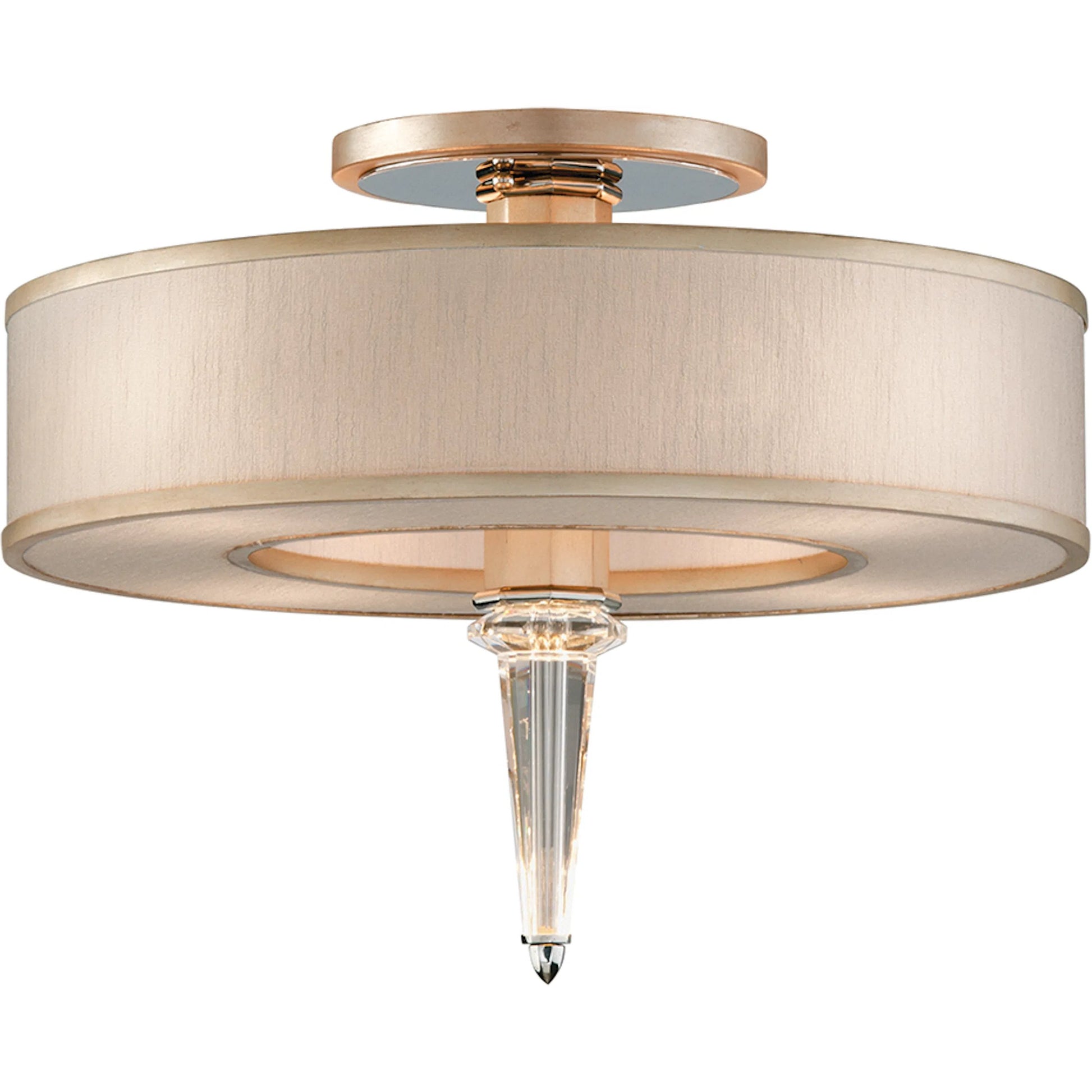 Harlow Semi Flush by Corbett in tranquility silver leaf. Made from hand crafted iron in a transitional style.