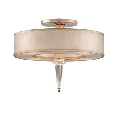 Harlow Semi Flush by Corbett in tranquility silver leaf. Made from hand crafted iron in a transitional style.