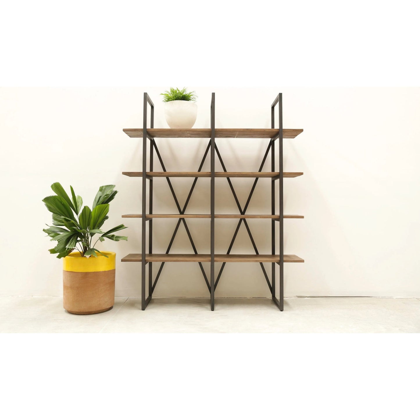 005 SR-818627 | Lifestyle | Kenya Large Cain Rack by LH Imports in salvaged gray. Made from reclaimed pine in a modern style.