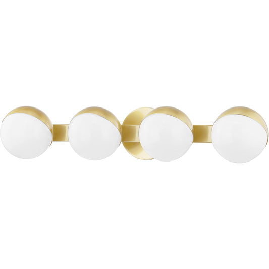 Lodi 4 Light Bath Bracket by Hudson Valley in aged brass. Made from steel in a modern style.