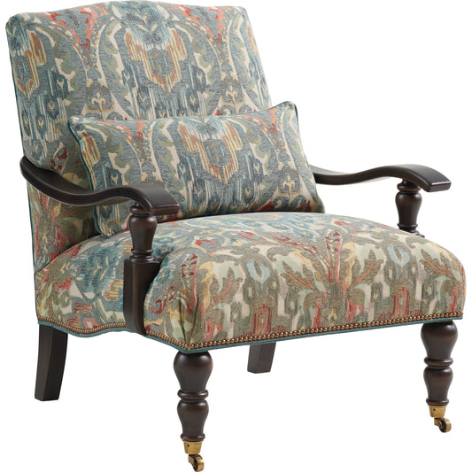 San Carlos Chair by Tommy Bahama Home in blue, beige and walnut. Made from unique in a transitional style.