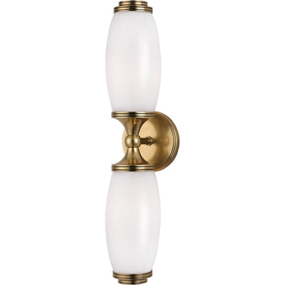 Brooke Wall Sconce by Hudson Valley in aged brass. Made from steel in a transitional style.