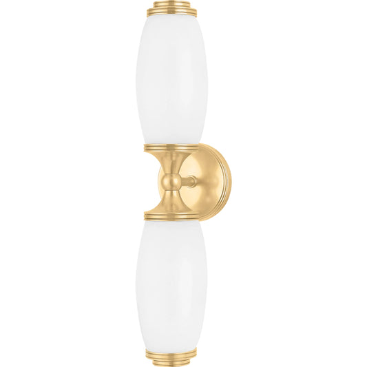 Brooke Wall Sconce by Hudson Valley in aged brass. Made from steel in a transitional style.