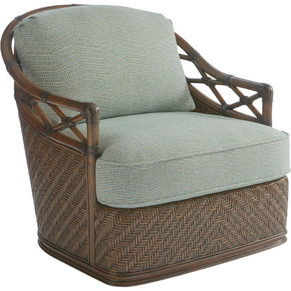 Diamond Cove Swivel Chair by Tommy Bahama Home in sea mist. Made from unique in a coastal style.