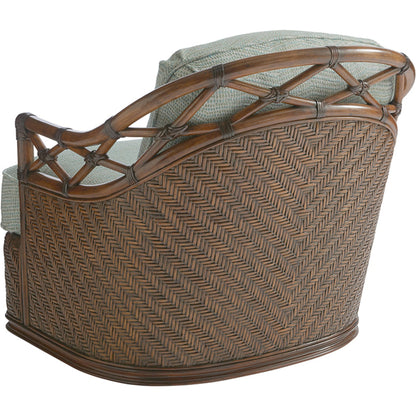 Diamond Cove Swivel Chair by Tommy Bahama Home in sea mist. Made from unique in a coastal style.