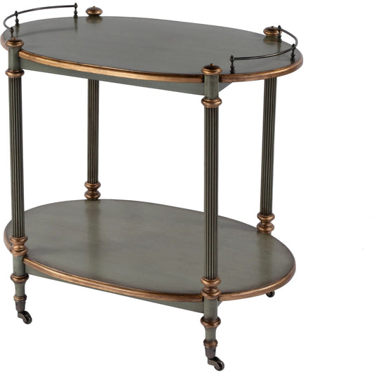 Kathleen 2 Tier Cart on Casters by Butler Specialty Company. Made from rubberwood solids, mdf, cherry veneer, zinc alloy in a unique style.