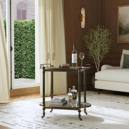 Kathleen 2 Tier Cart on Casters by Butler Specialty Company. Made from rubberwood solids, mdf, cherry veneer, zinc alloy in a traditional style.