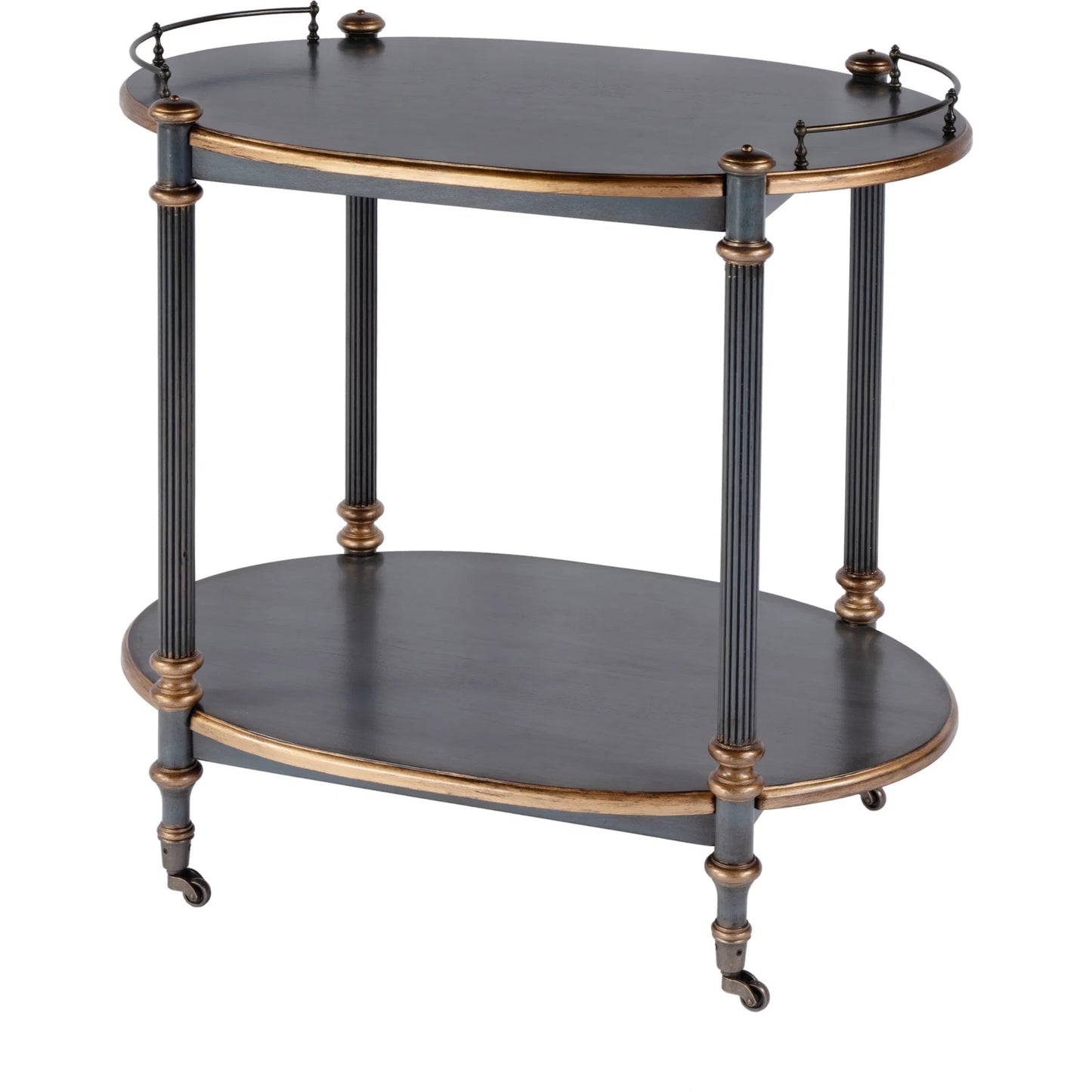 002 SI-2376911 | Primary Silo | Kathleen 2 Tier Cart on Casters by Butler Specialty Company. Made from rubberwood solids, mdf, cherry veneer, zinc alloy in a traditional style.