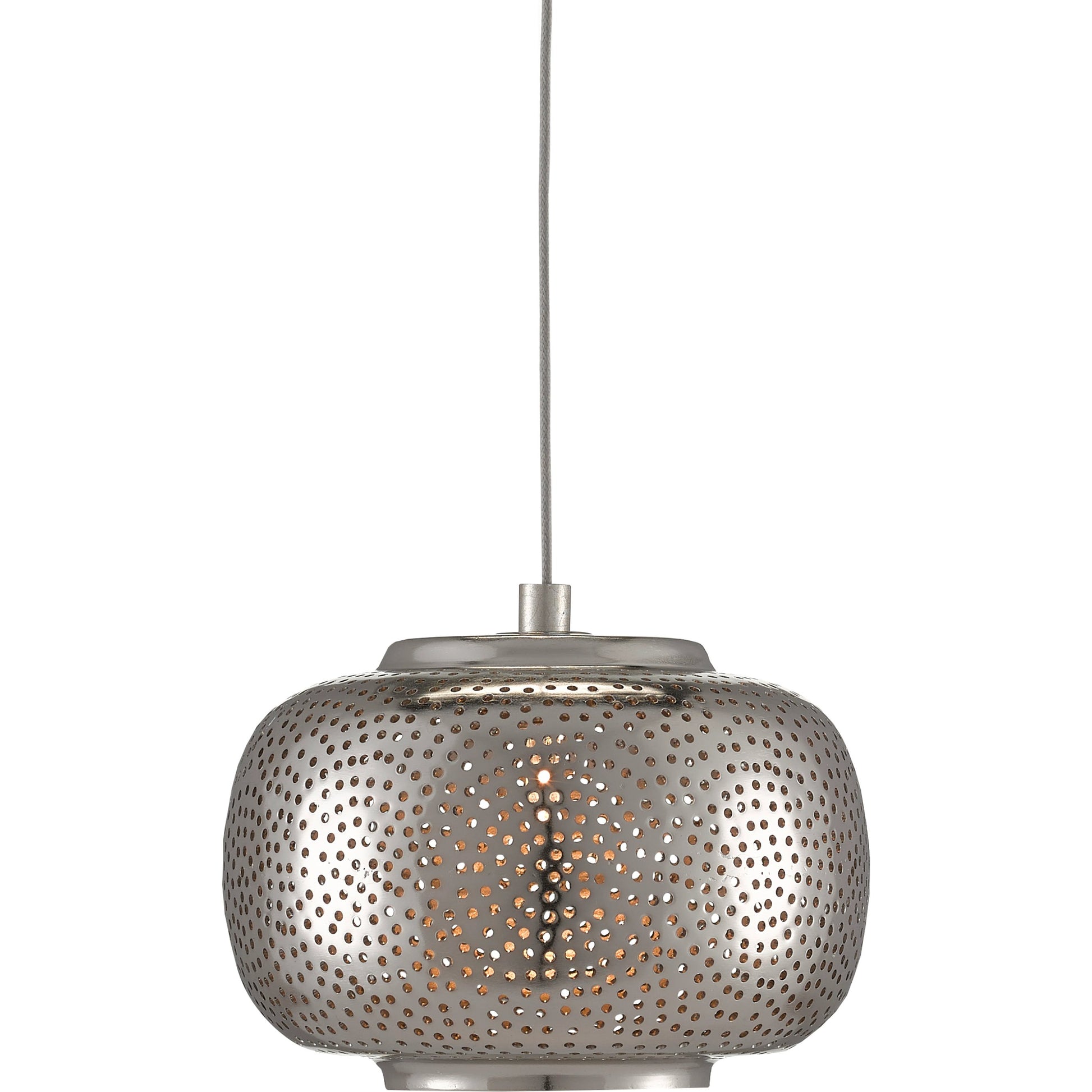 Pepper Pendant by Currey and Company in painted silver, nickel. Made from metal in a modern style.
