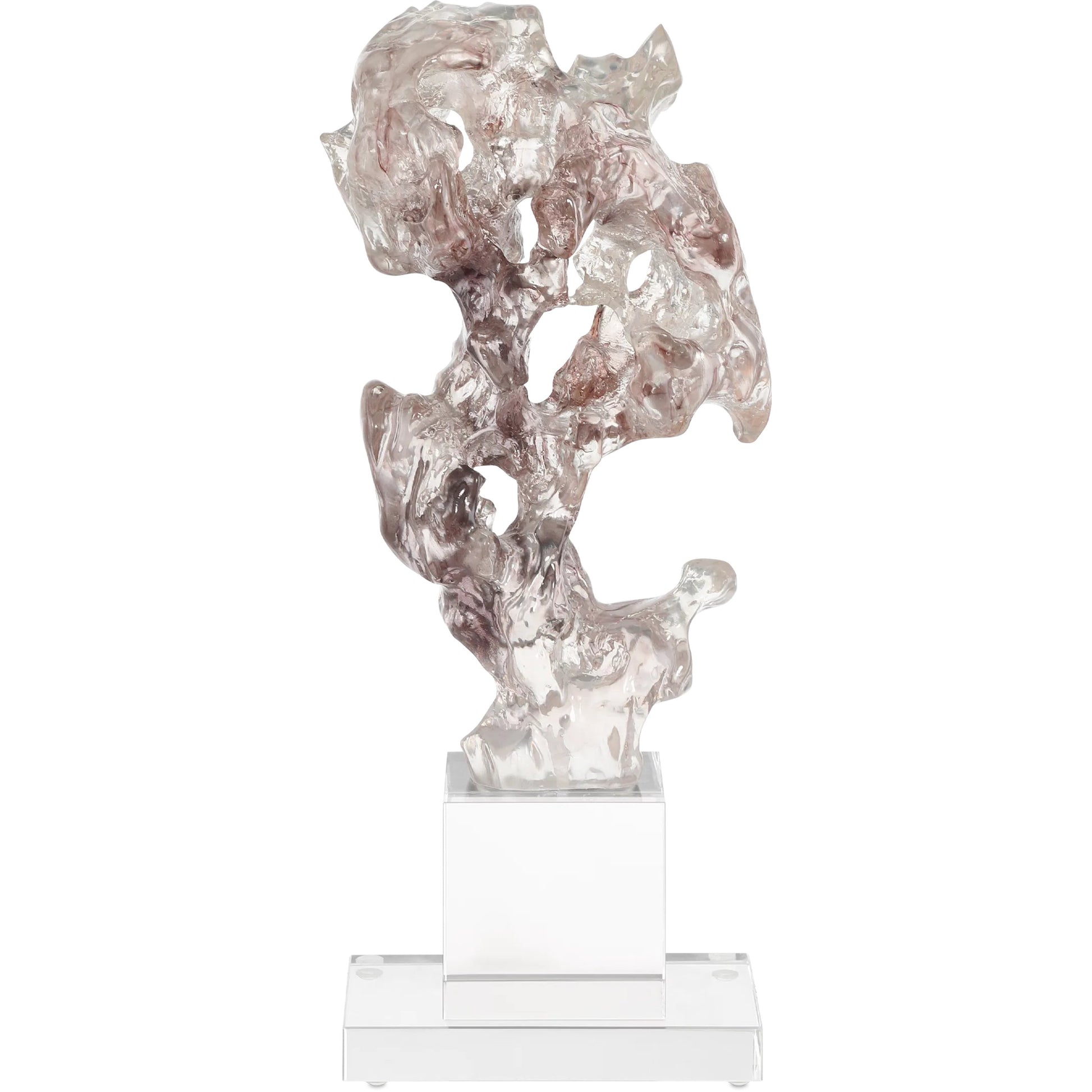 Faux Rock Crystal Sculpture by Currey and Company in purple pink, clear. Made from composite, optic crystal in a modern style.