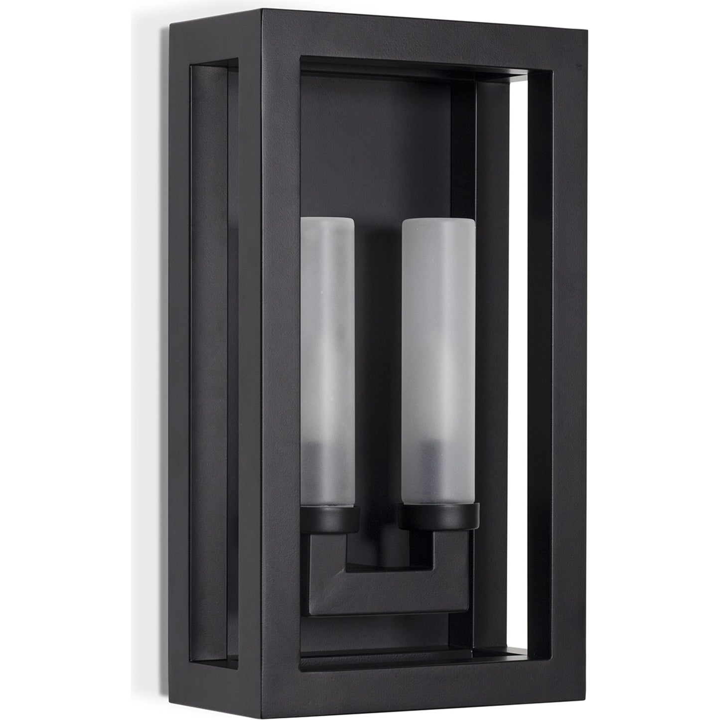 001 SI-2002192 | Primary Silo | Montecito Double Arm Outdoor Sconce by Regina Andrew in black. Made from iron in a modern style.