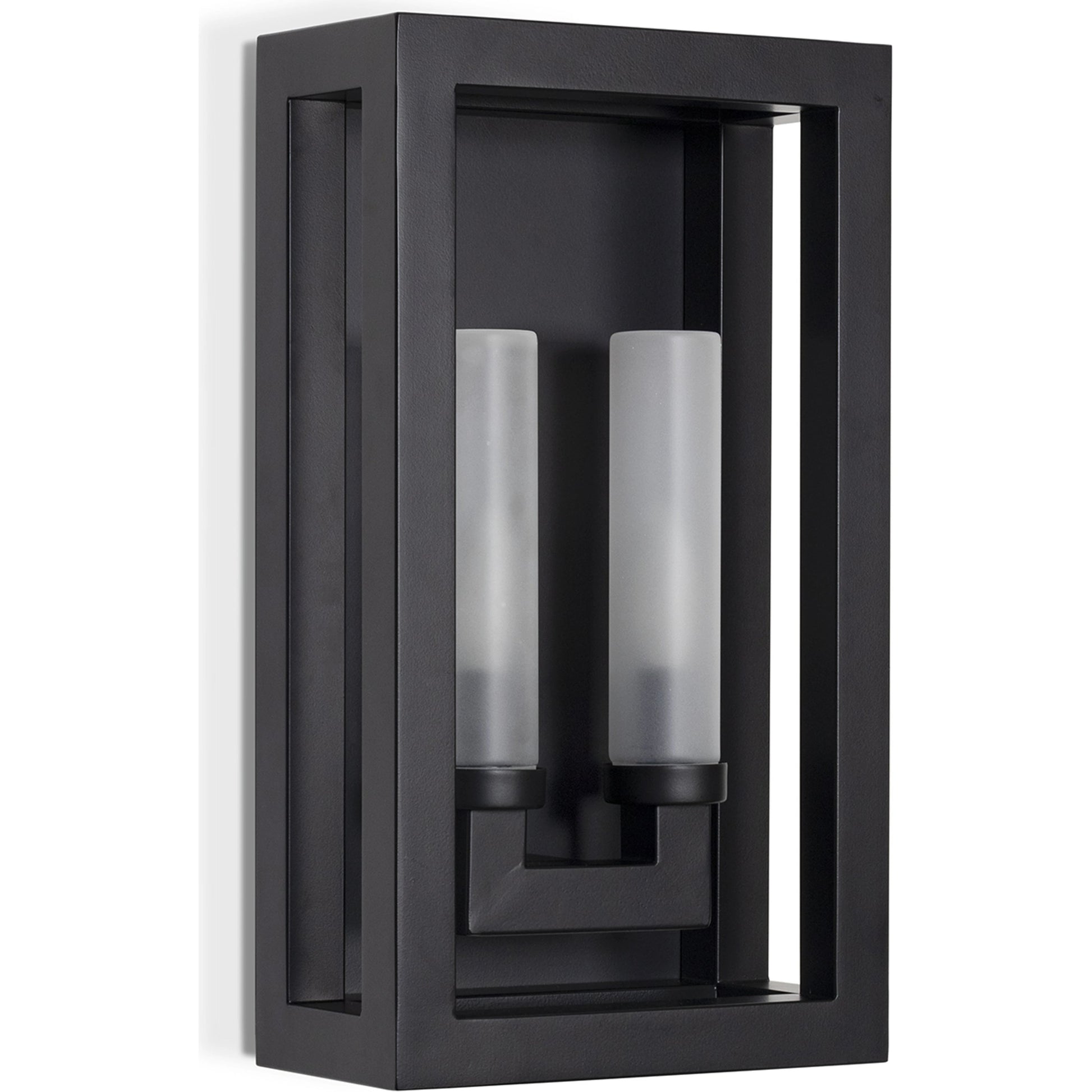 Montecito Double Arm Outdoor Sconce by Regina Andrew in black. Made from iron in a modern style.