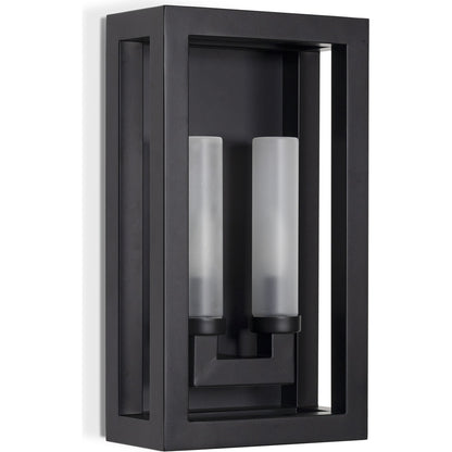 Montecito Double Arm Outdoor Sconce by Regina Andrew in black. Made from iron in a modern style.