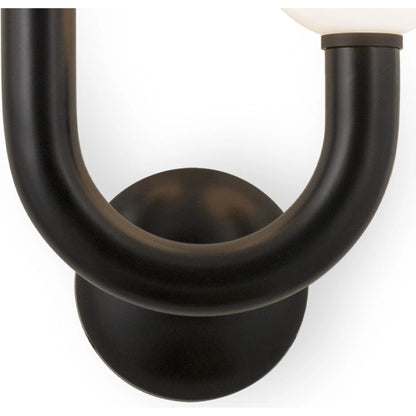 Happy Outdoor Sconce by Regina Andrew in black. Made from steel in a modern style.