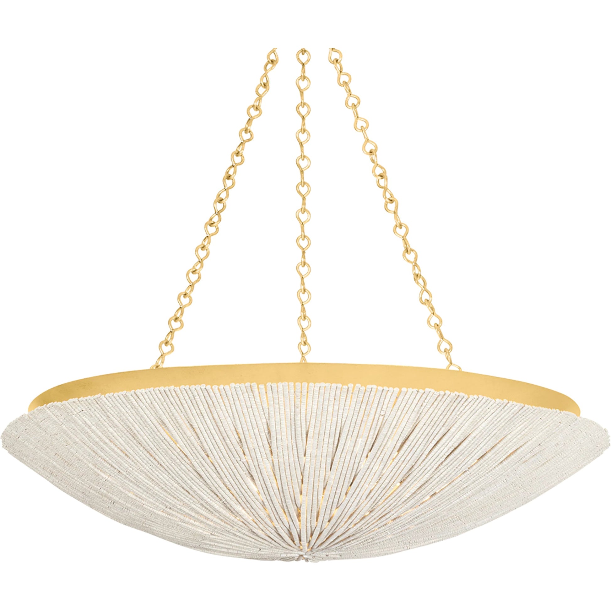 Summerside Pendant by Hudson Valley in vintage gold leaf. Made from iron in a modern style.