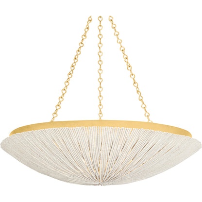 Summerside Pendant by Hudson Valley in vintage gold leaf. Made from iron in a modern style.
