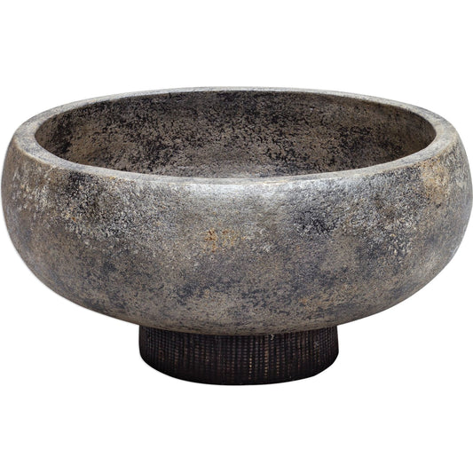 Brixton Bowl by Uttermost in black. Made from terracotta with water hyacinth in a eclectic & global style.