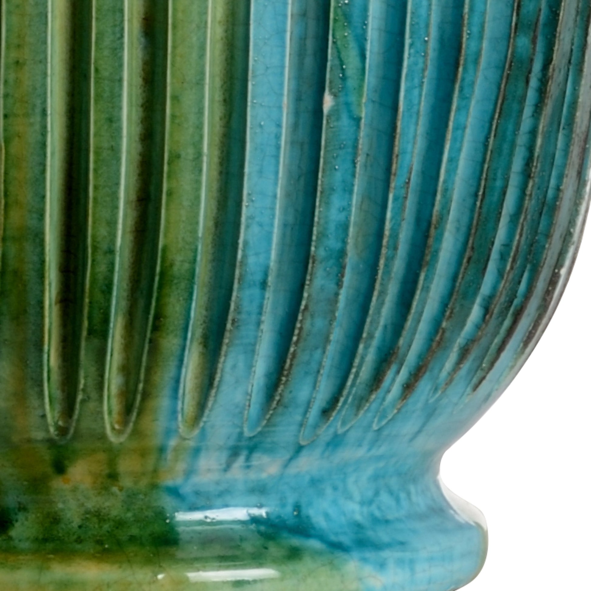 San Michele Lamp by Wildwood in hand sculpted, aquamarine glaze. Made from ceramic, porcelain in a transitional style.