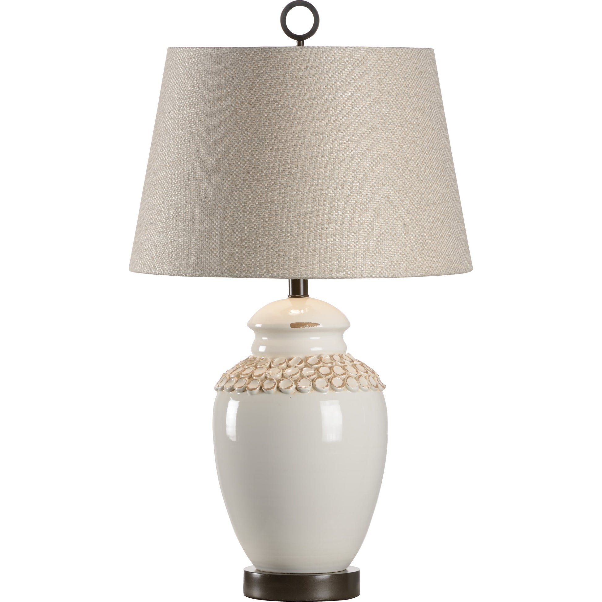 Salerno Lamp by Wildwood in hand sculpted, aged cream, bronze. Made from ceramic, porcelain in a traditional style.