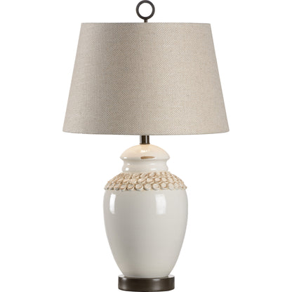 Salerno Lamp by Wildwood in hand sculpted, aged cream, bronze. Made from ceramic, porcelain in a traditional style.